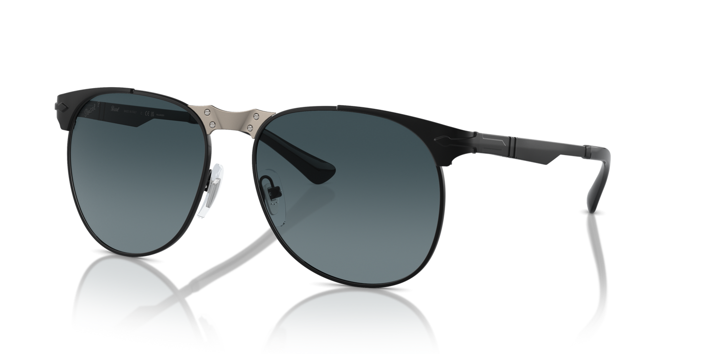 Persol 649 Iron with Black Frame and Blue Lenses - Image 1