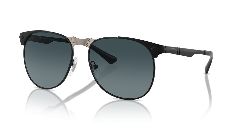 Persol 649 Iron with Black Frame and Blue Lenses - Image 1