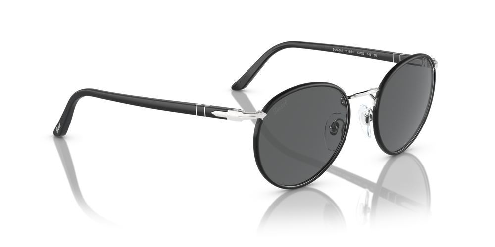 Persol PO2422SJ with Silver Matte Black Frame and Grey Lenses - Image 3