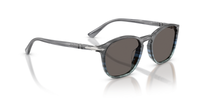Persol PO3007SX with Gradient Stripped Grey Blue Frame and Grey Lenses - Image 3