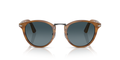 Persol PO3108S with Striped Brown Frame and Blue Lenses - Image 2