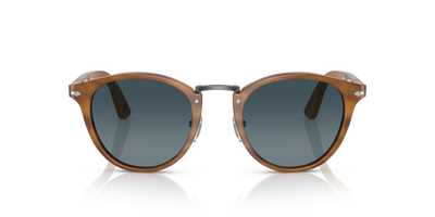 Persol PO3108S with Striped Brown Frame and Blue Lenses - Image 2