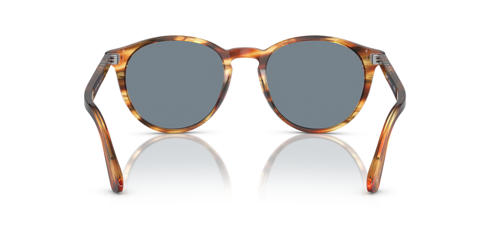 Persol PO3152S with Brown Striped Yellow Frame and Blue Lenses - Image 5