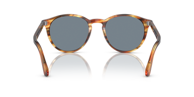 Persol PO3152S with Brown Striped Yellow Frame and Blue Lenses - Image 5