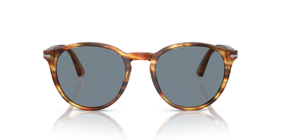 Persol PO3152S with Brown Striped Yellow Frame and Blue Lenses - Image 2