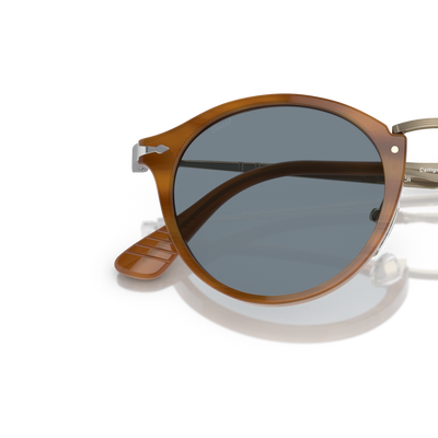 Persol PO3166S - Calligrapher with Striped Brown Frame and Blue Lenses – Variant Image