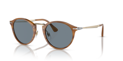 Persol PO3166S - Calligrapher with Striped Brown Frame and Blue Lenses - Image 1