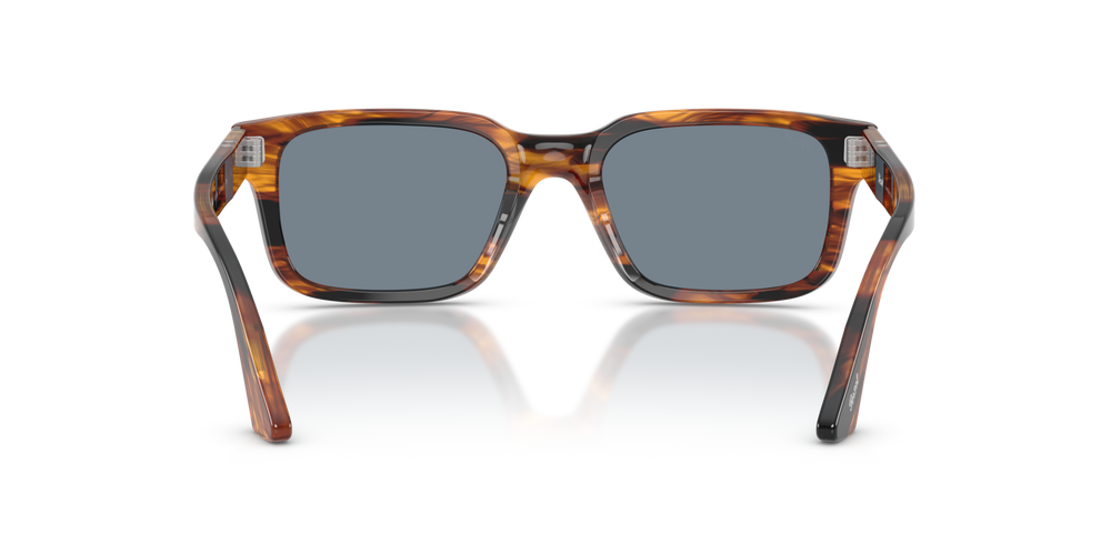 Persol PO3272S with Striped Black &amp; Brown Frame and Blue Lenses - Image 5