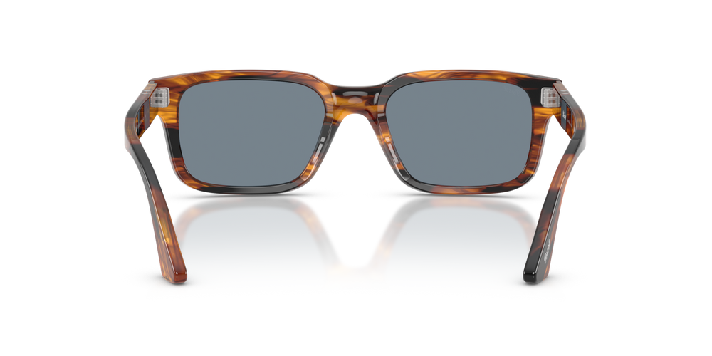 Persol PO3272S with Striped Black &amp; Brown Frame and Blue Lenses - Image 5