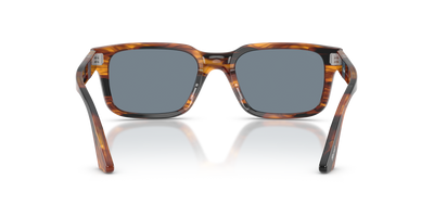 Persol PO3272S with Striped Black &amp; Brown Frame and Blue Lenses - Image 5