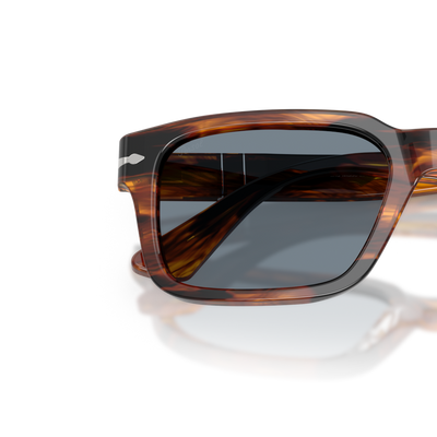 Persol PO3272S with Striped Black &amp; Brown Frame and Blue Lenses – Variant Image
