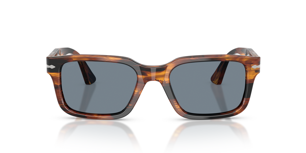Persol PO3272S with Striped Black &amp; Brown Frame and Blue Lenses - Image 2
