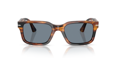 Persol PO3272S with Striped Black &amp; Brown Frame and Blue Lenses - Image 2