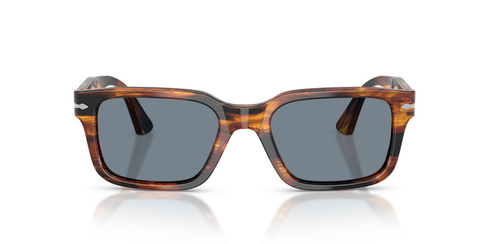 Persol PO3272S with Striped Black &amp; Brown Frame and Blue Lenses - Image 2