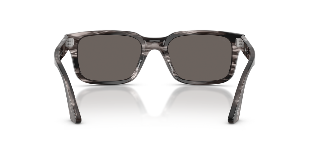 Persol PO3272S with Striped Black &amp; Grey Frame and Grey Lenses - Image 5