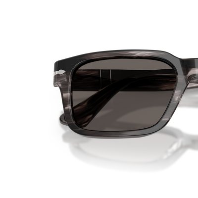 Persol PO3272S with Striped Black &amp; Grey Frame and Grey Lenses – Variant Image