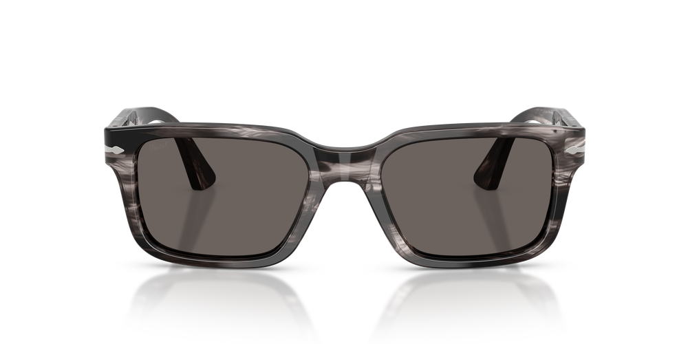 Persol PO3272S with Striped Black &amp; Grey Frame and Grey Lenses - Image 2