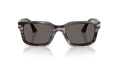 Persol PO3272S with Striped Black &amp; Grey Frame and Grey Lenses - Image 2