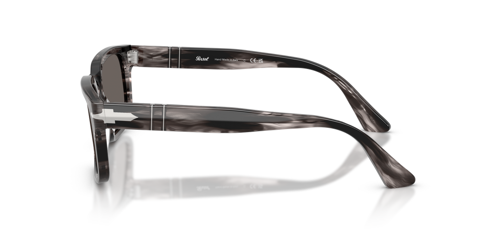 Persol PO3272S with Striped Black &amp; Grey Frame and Grey Lenses - Image 4