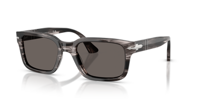 Persol PO3272S with Striped Black &amp; Grey Frame and Grey Lenses - Image 1