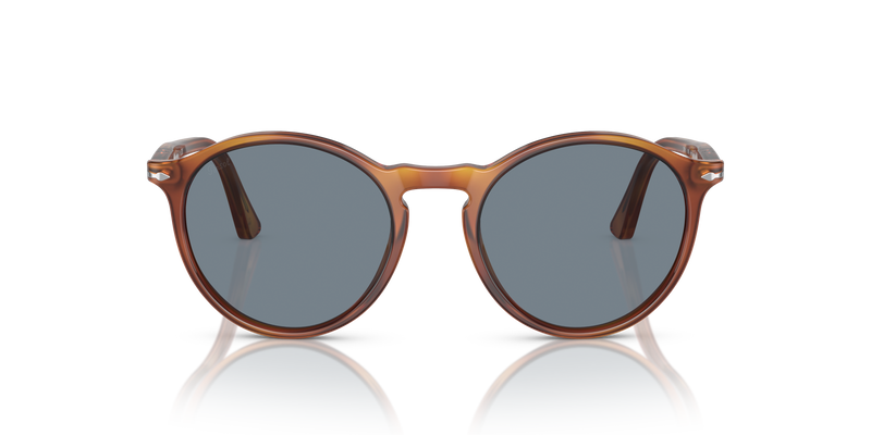 Visit PO3285S with Terra Di Siena Frame and Blue Lenses