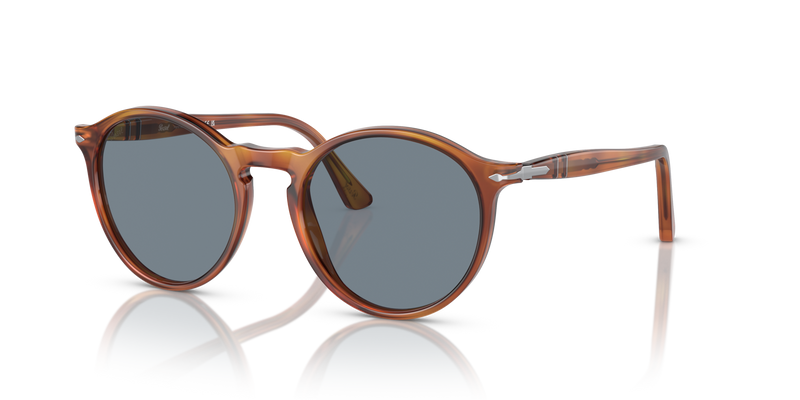 Visit PO3285S with Terra Di Siena Frame and Blue Lenses