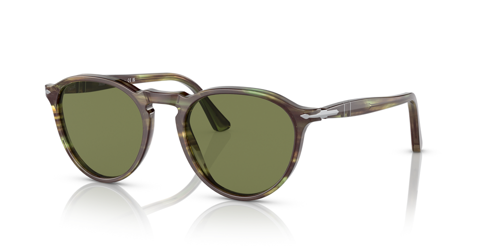Persol PO3286S with Striped Green Frame and Green Lenses - Image 1