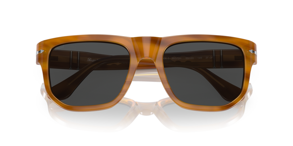 Persol PO3306S - Transitions® with Striped Brown Frame and Grey Lenses - Image 8