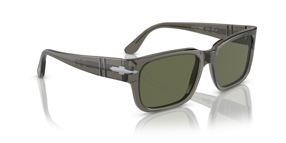 Persol PO3315S with Transparent Taupe Gray Frame and Green Lenses - Image 3