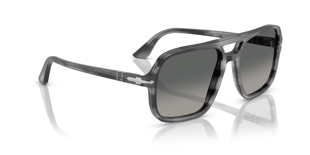 Persol PO3328S with Striped Grey Frame and Grey Lenses - Image 3