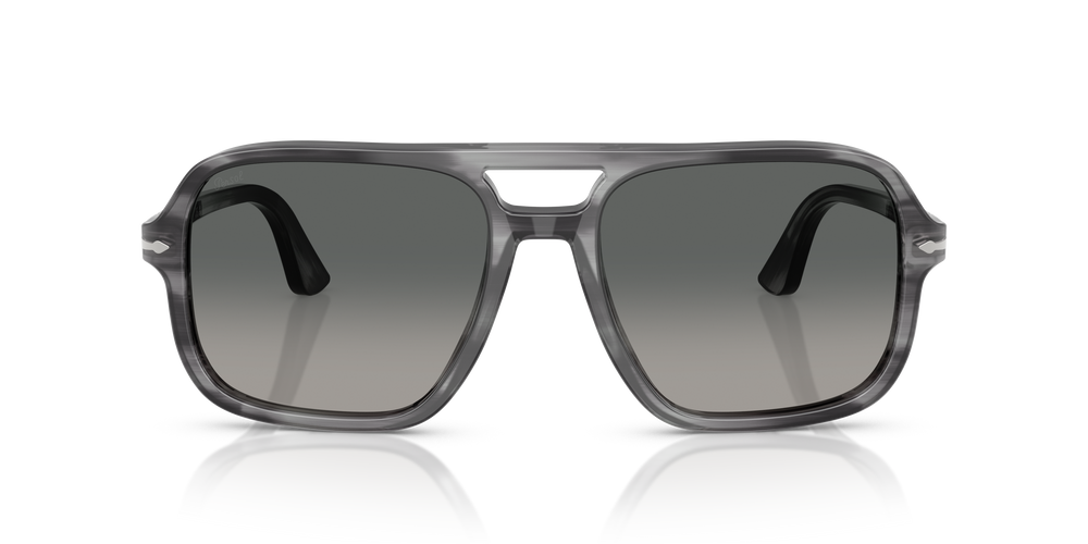 Persol PO3328S with Striped Grey Frame and Grey Lenses - Image 2