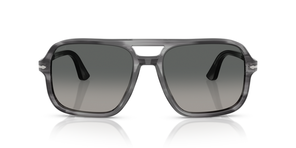 Persol PO3328S avec Monture Rayé Gris et Verres Gris - Image 2