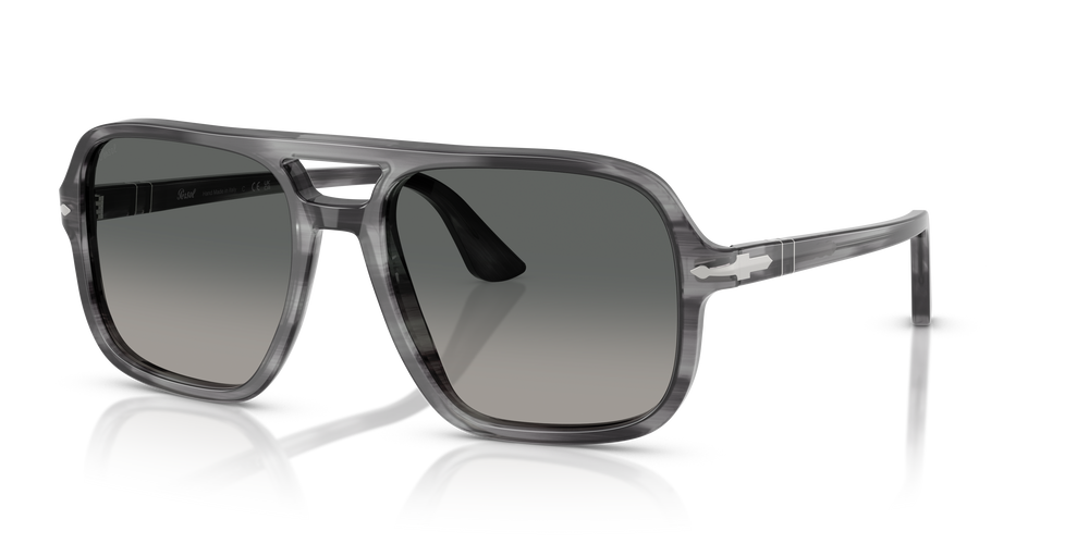 Persol PO3328S with Striped Grey Frame and Grey Lenses - Image 1