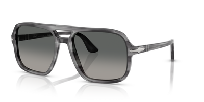 Persol PO3328S with Striped Grey Frame and Grey Lenses - Image 1