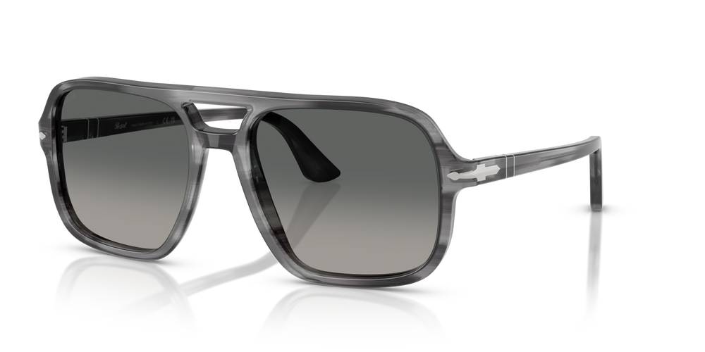 Persol PO3328S avec Monture Rayé Gris et Verres Gris - Image 1