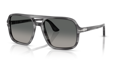 Persol PO3328S avec Monture Rayé Gris et Verres Gris - Image 1
