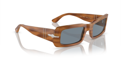 Persol Francis with Striped Brown Frame and Blue Lenses - Image 3