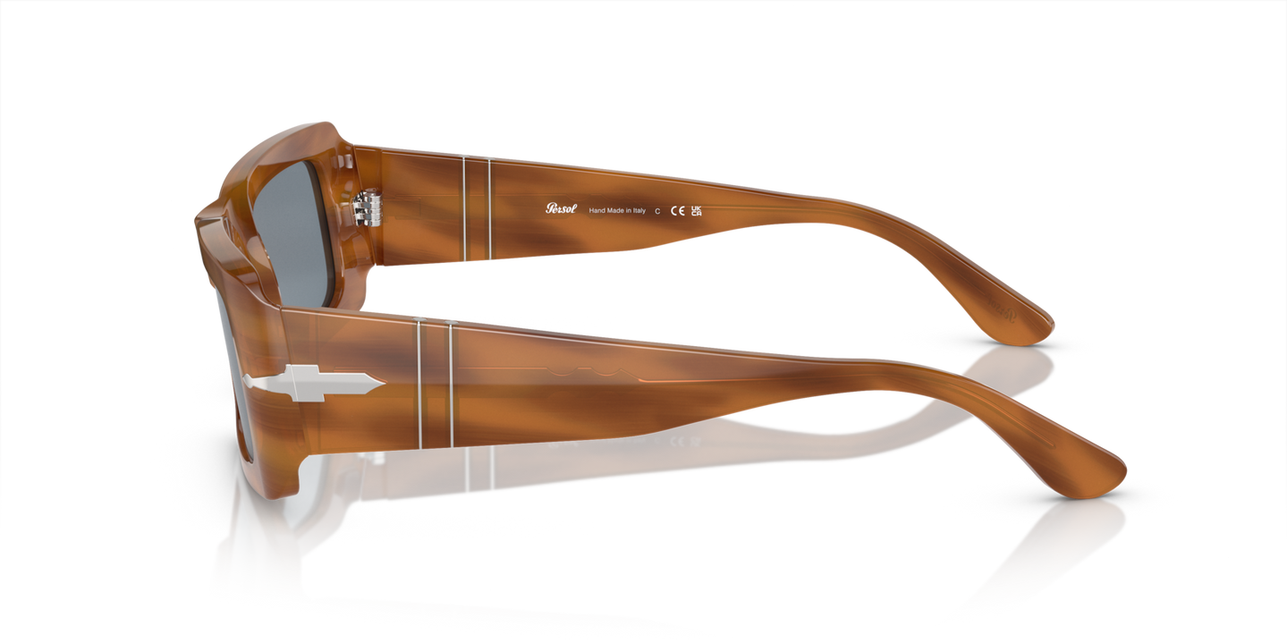 Persol Francis with Striped Brown Frame and Blue Lenses - Image 1