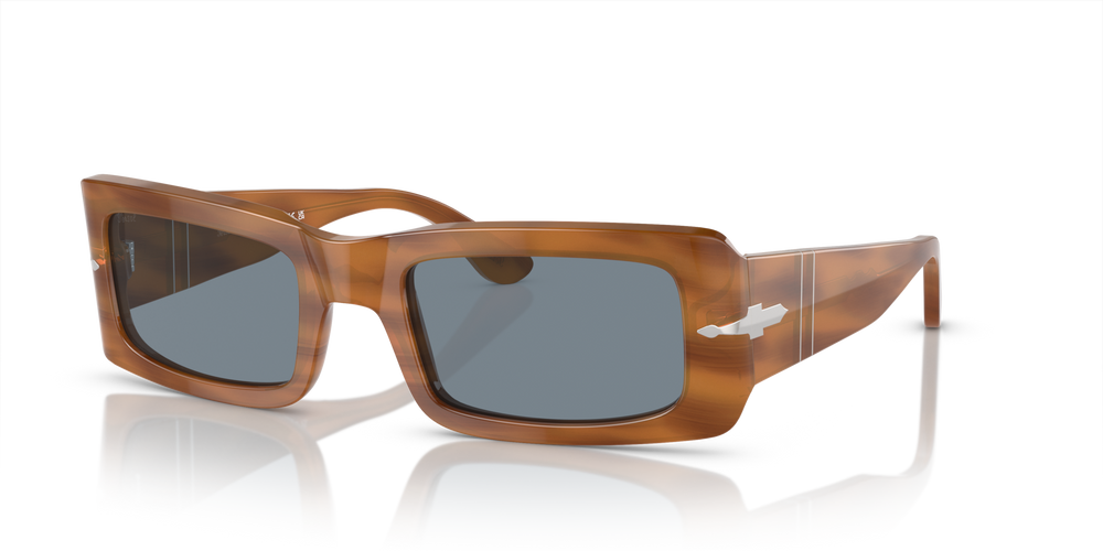 Persol Francis with Striped Brown Frame and Blue Lenses - Image 1