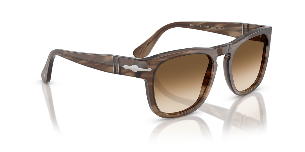 Persol PO3333S - Elio with Striped Brown Frame and Brown Lenses - Image 3