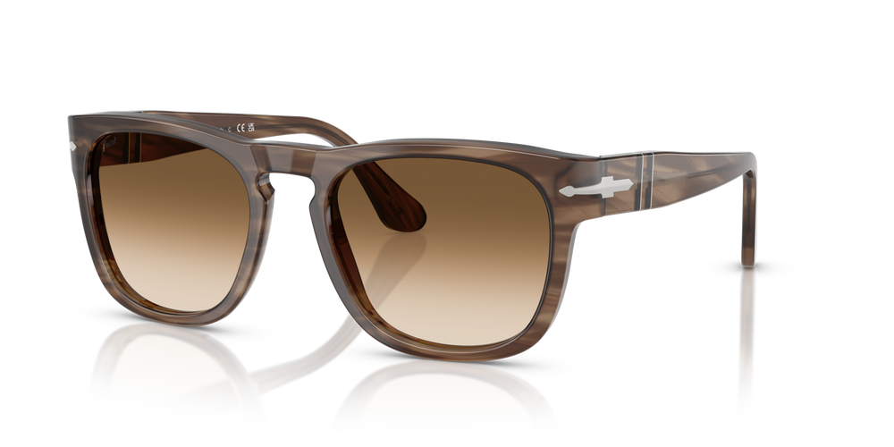 Persol PO3333S - Elio with Striped Brown Frame and Brown Lenses - Image 1