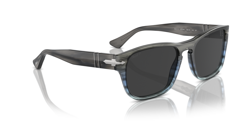 Persol PO3341S with Striped Grey Gradient Blue Frame and Grey Lenses - Image 3