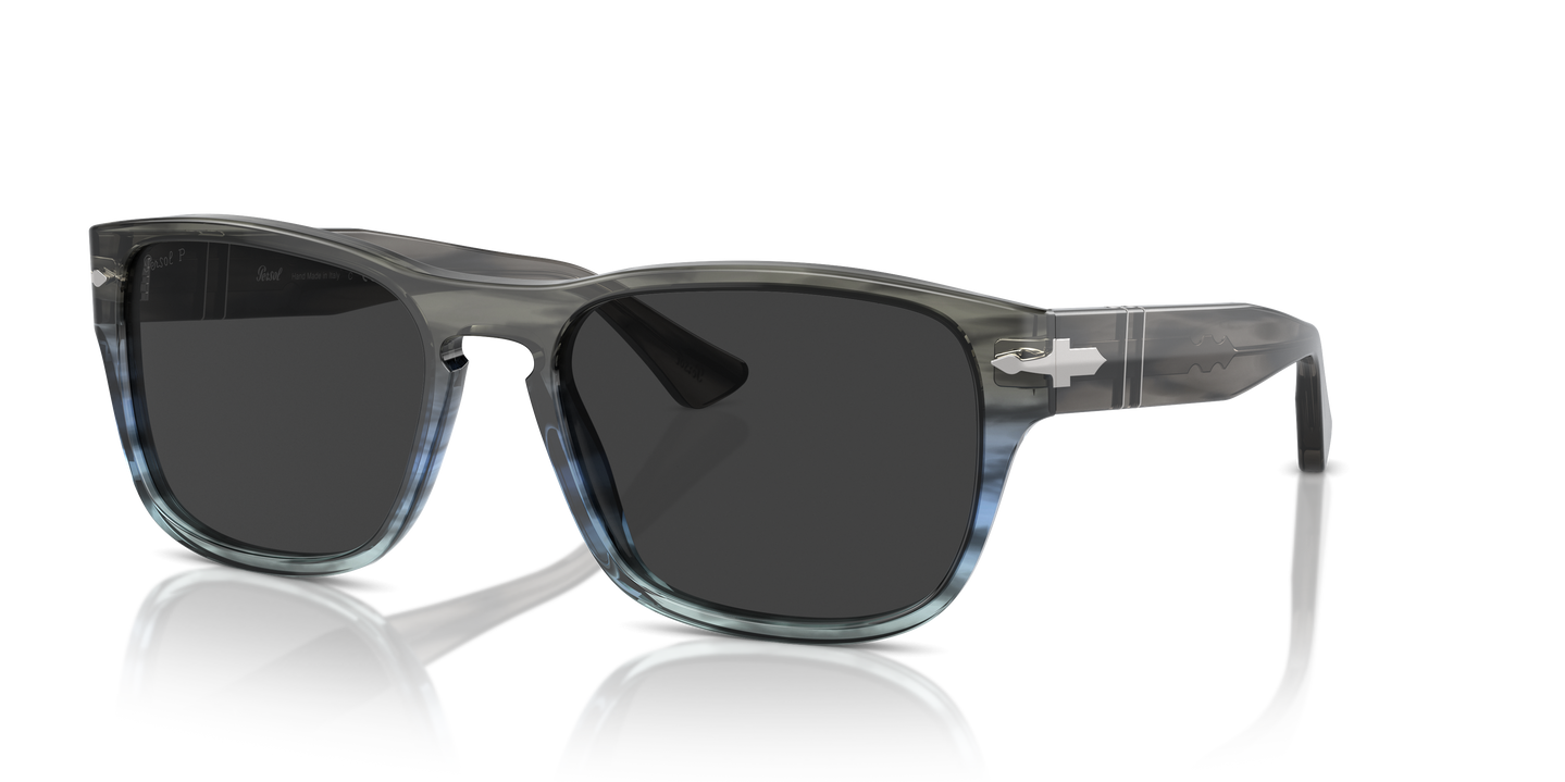 Persol PO3341S with Striped Grey Gradient Blue Frame and Grey Lenses - Image 1
