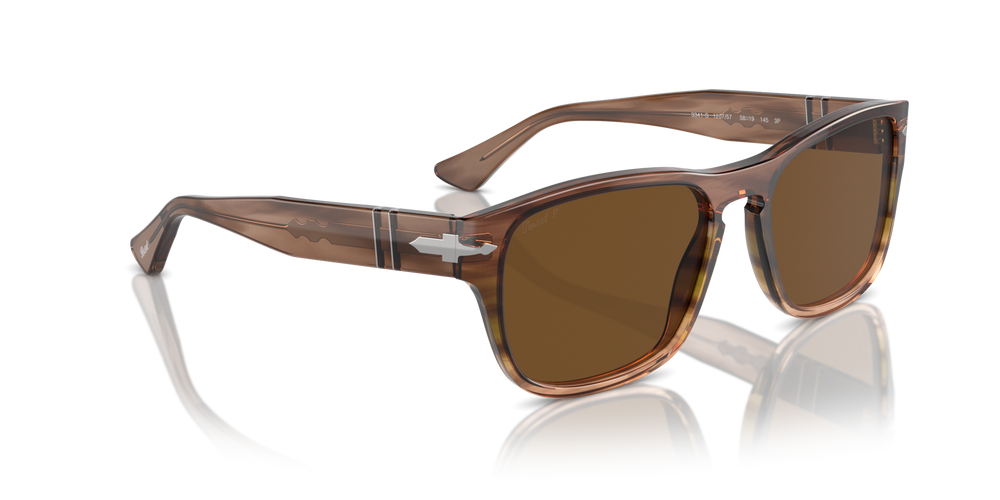 Persol PO3341S with Striped Brown Green Frame and Brown Lenses - Image 3