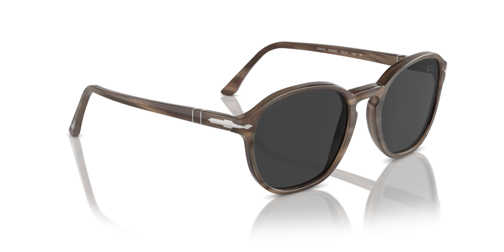 Persol PO3343S with Striped Brown Frame and Grey Lenses - Image 3