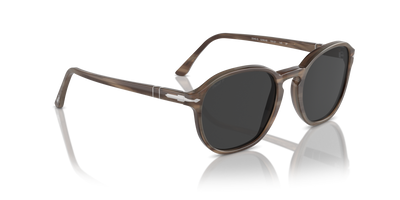 Persol PO3343S with Striped Brown Frame and Grey Lenses - Image 3