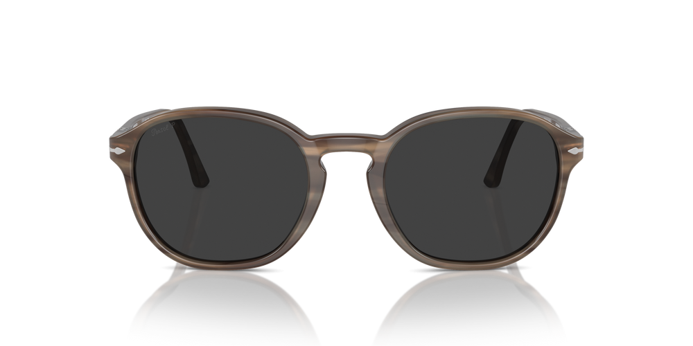 Persol PO3343S with Striped Brown Frame and Grey Lenses - Image 2