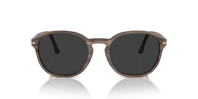 Persol PO3343S with Striped Brown Frame and Grey Lenses - Image 2