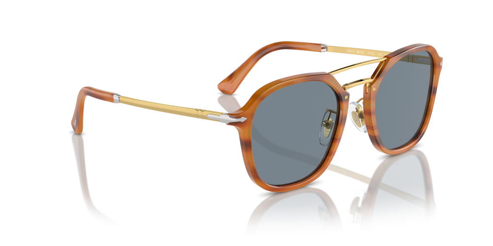 Persol PO3352S avec Monture Rayé Marron et Verres Bleu - Image 3