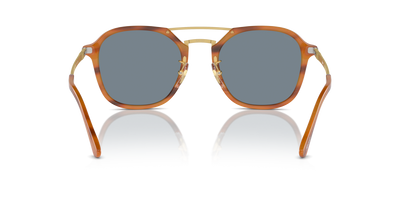 Persol PO3352S avec Monture Rayé Marron et Verres Bleu - Image 5